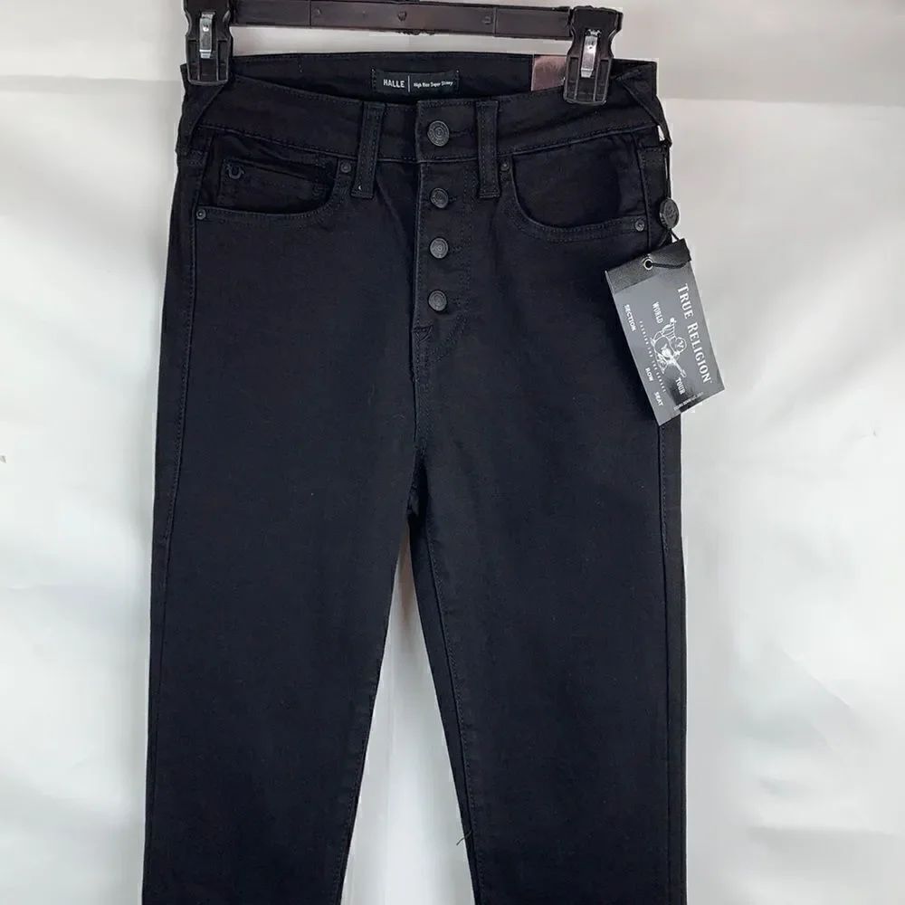 True Religion Buttonfly high rise black jeans